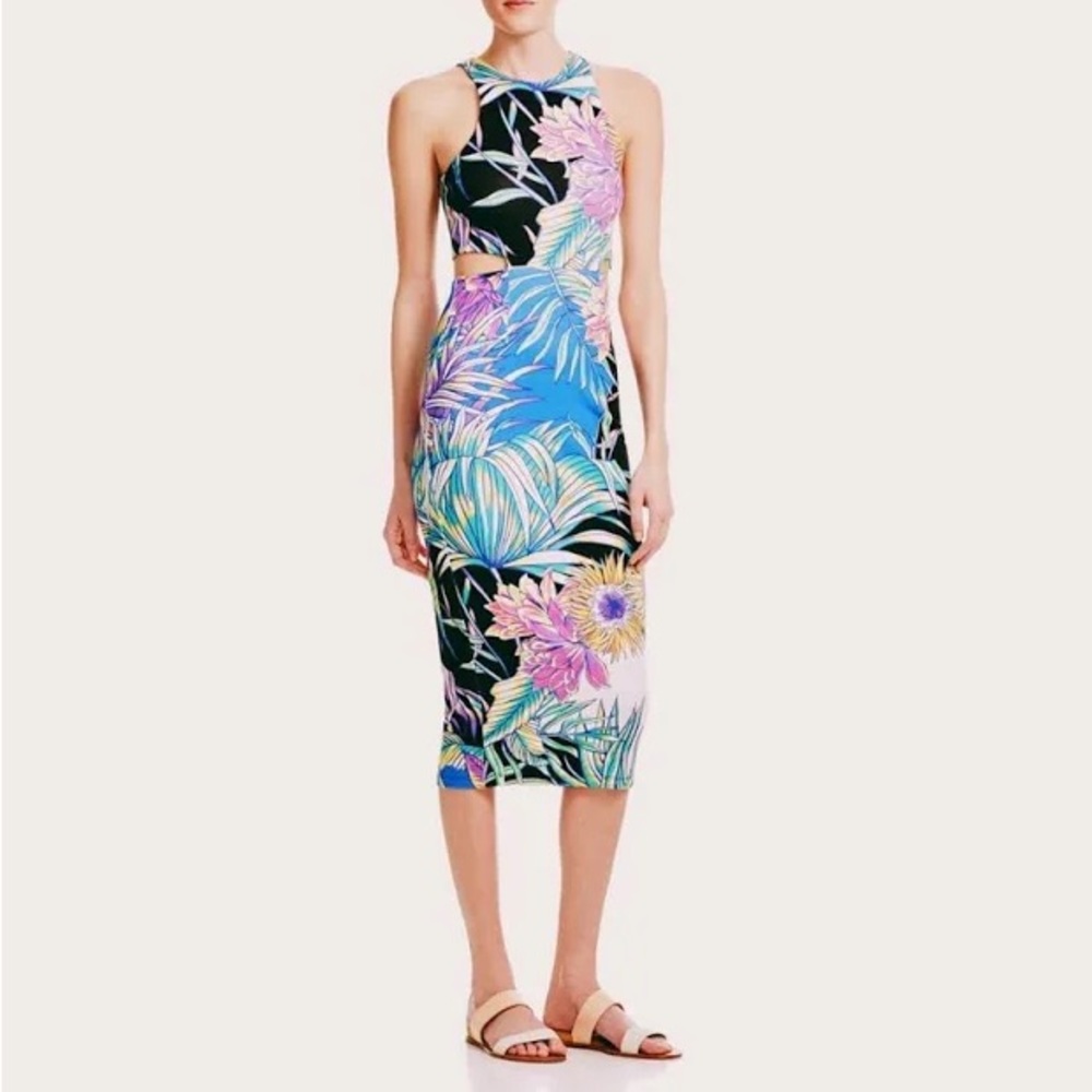 Mara Hoffman Bright Floral Midi Dress with Cutout size Small